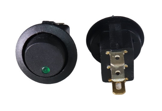 Round On/Off Switch (Green Dot Illuminated) - CRIMPZONE