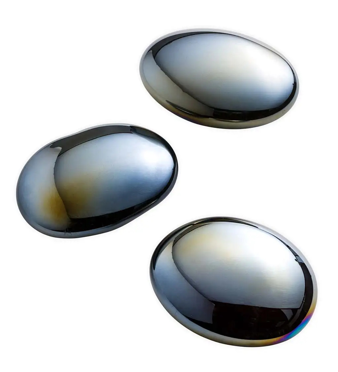 Organic Shaped Iridescent Glass Stones, Set of 3 (v4948)