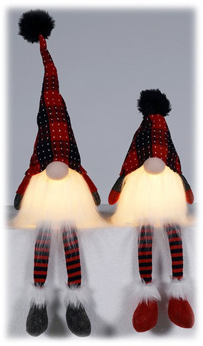 LED Plush Glowing Gnome Sitter Set of 2 - By Wills Co LED Plush Glowing Gnome Sitter Set of 2 - By Wills Co
