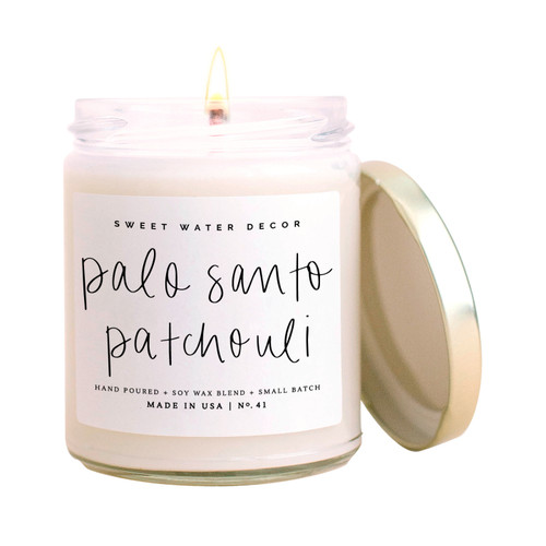 Palo Santo Patchouli Soy Candle By Sweet Water Decor