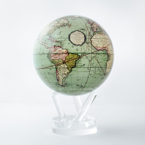 4.5" Self Turning Antique Terrestrial Green Globe with Acrylic Base by Mova