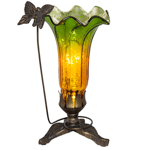 Hand-blown Glass with Soaring Butterfly Lily Shade Lamp - Choose Your Shade Color