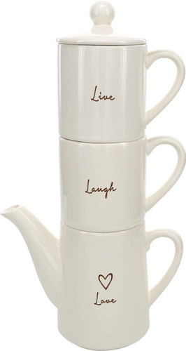 Live, Laugh, Love - Tea for Two Set (15 oz Teapot with 2 - 8 oz Cups) Live, Laugh, Love - Tea for Two Set (15 oz Teapot with 2 - 8 oz Cups)