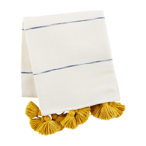 Yellow Tassel Stripe Throw Blanket by Mudpie Yellow Tassel Stripe Throw Blanket by Mudpie