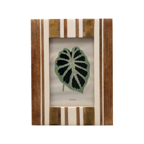 Striped Wood 4" x 6" Photo Frame by Creative Co-Op
