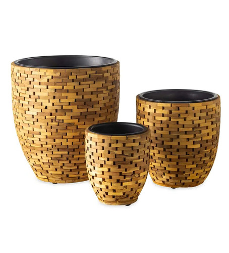Recycled Acacia Woods Planters - Set of 3 by Evergreen
