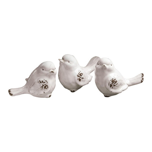 Ceramic White Bird - Set of 3