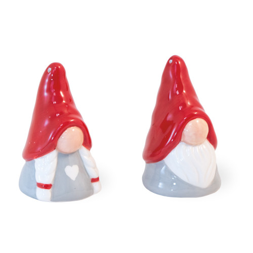 Red Hat Christmas Gnome Ceramic Salt & Pepper Set