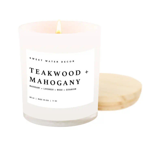 Teakwood and Mahogany ~ 11 oz Soy Candle By Sweet Water Décor