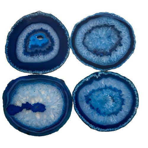 Blue Agate Crystal Coaster Set Blue Agate Crystal Coaster Set