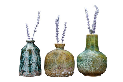 5" Stoneware Vases with Reactive Glaze by Creative Co-op (Set of 3)