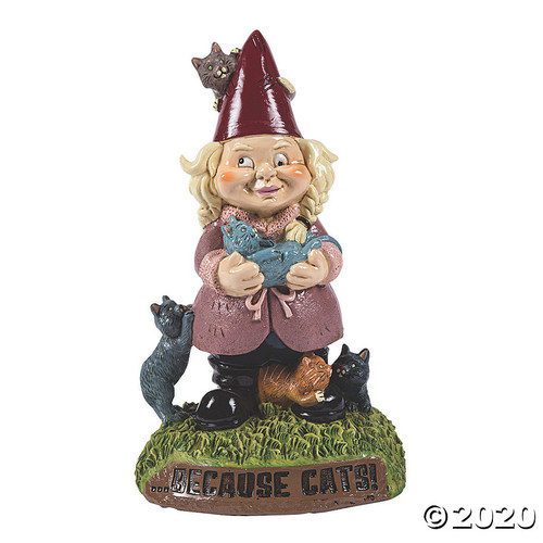 Crazy Cat Lady Garden Gnome