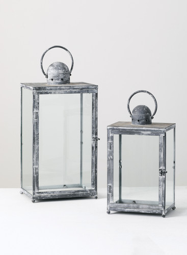 Glass and Metal Lanterns  Set of 2