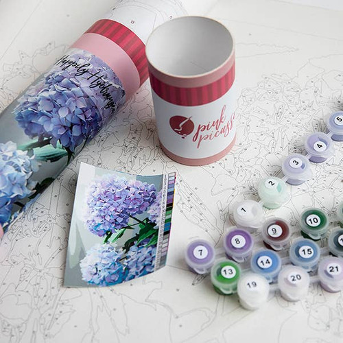 Happily Hydrangea Printed Canvas ~Paint by Numbers Kit Happily Hydrangea Printed Canvas ~Paint by Numbers Kit