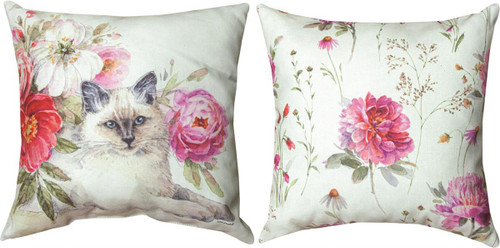 18" Obviously Pink Cat  ~  Outdoor Climaweave Throw Pillow