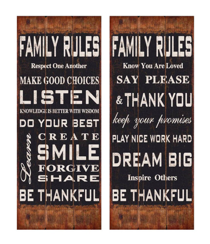 12" Family Rules Wooden Wall Sign - Set of 2 12" Family Rules Wooden Wall Sign - Set of 2