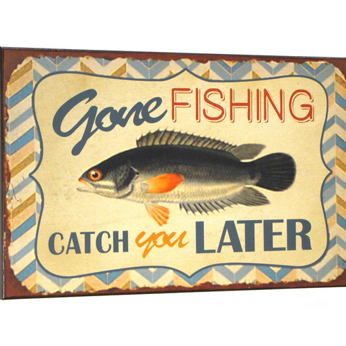 15" Gone Fishing- Catch You Later... Wooden Wall Sign - Home Decor 15" Gone Fishing- Catch You Later... Wooden Wall Sign - Home Decor