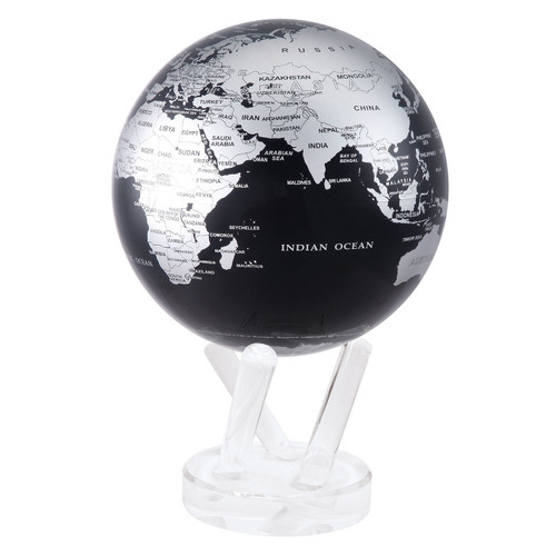 4.5" Self Turning Black with Silver Globe with Acrylic Base by Mova