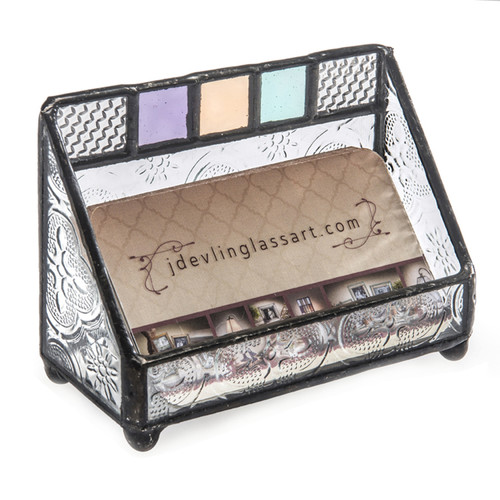 Colorful Stained Glass Business Card Holder by J. Devlin
