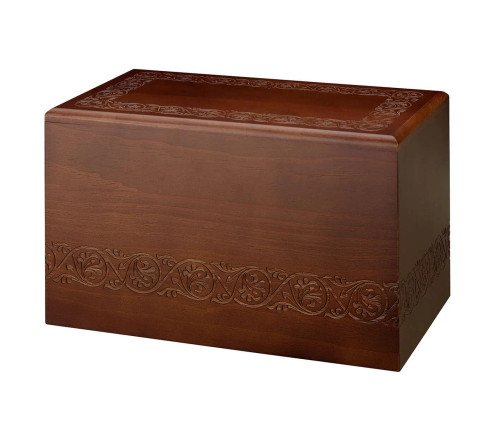 Wooden Engraved Box Memorial Urn