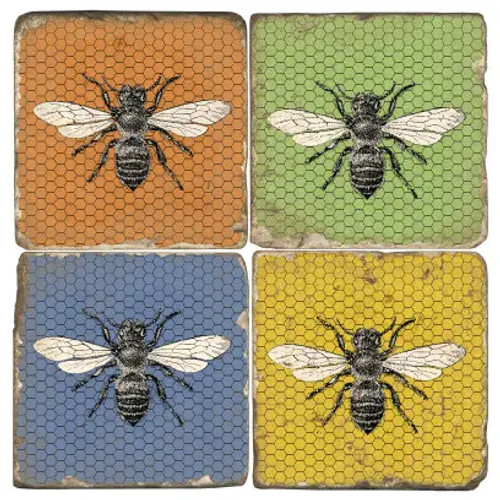 Bees - Tumbled Marble Coasters - INDIVIDUALLY SOLD
