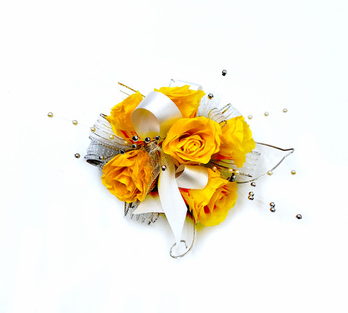 Forever Keepsake Corsage - Custom Made with Yellow Preserved Roses