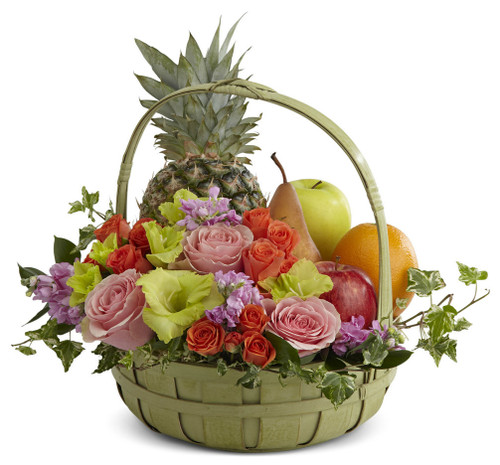 Rest in Peace Fruit & Flowers Basket