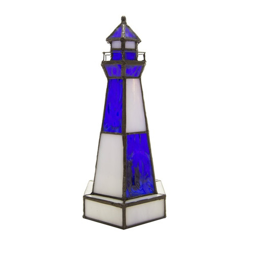 10.4"H Camden Stained Glass Lighthouse Accent Lamp