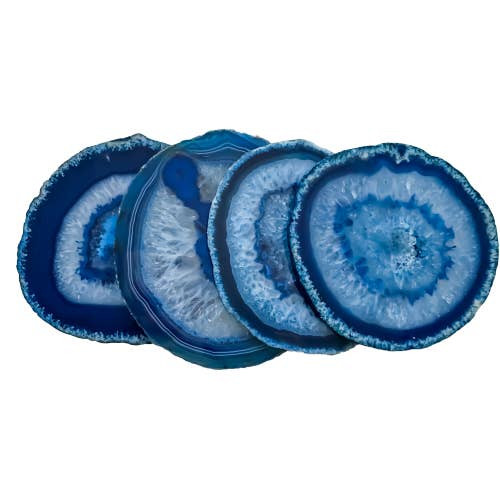 Blue Agate Crystal Coaster Set Blue Agate Crystal Coaster Set