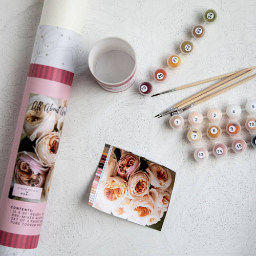 All About Austin Roses Printed Canvas ~Paint by Numbers Kit All About Austin Roses Printed Canvas ~Paint by Numbers Kit