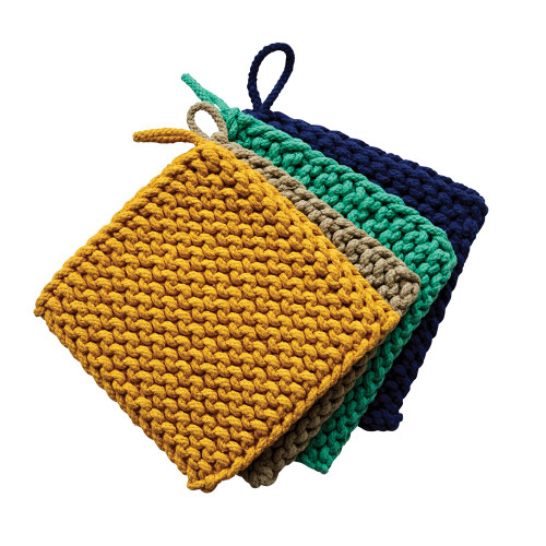 8 Square Cotton Crocheted Pot Holder Charcoal