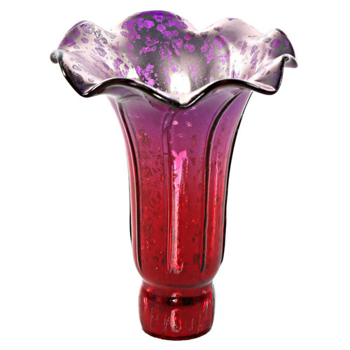 6" Replacement Lily Shade -Tiffany Style Lily Flower Style Lamp Shade | Magenta Red/Purple Mercury Glass