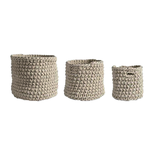 Cream Woven Rope Baskets ~ Set of 3 By K&K Interiors