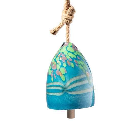 Hand Blown Art Glass Bell Chime - Teal