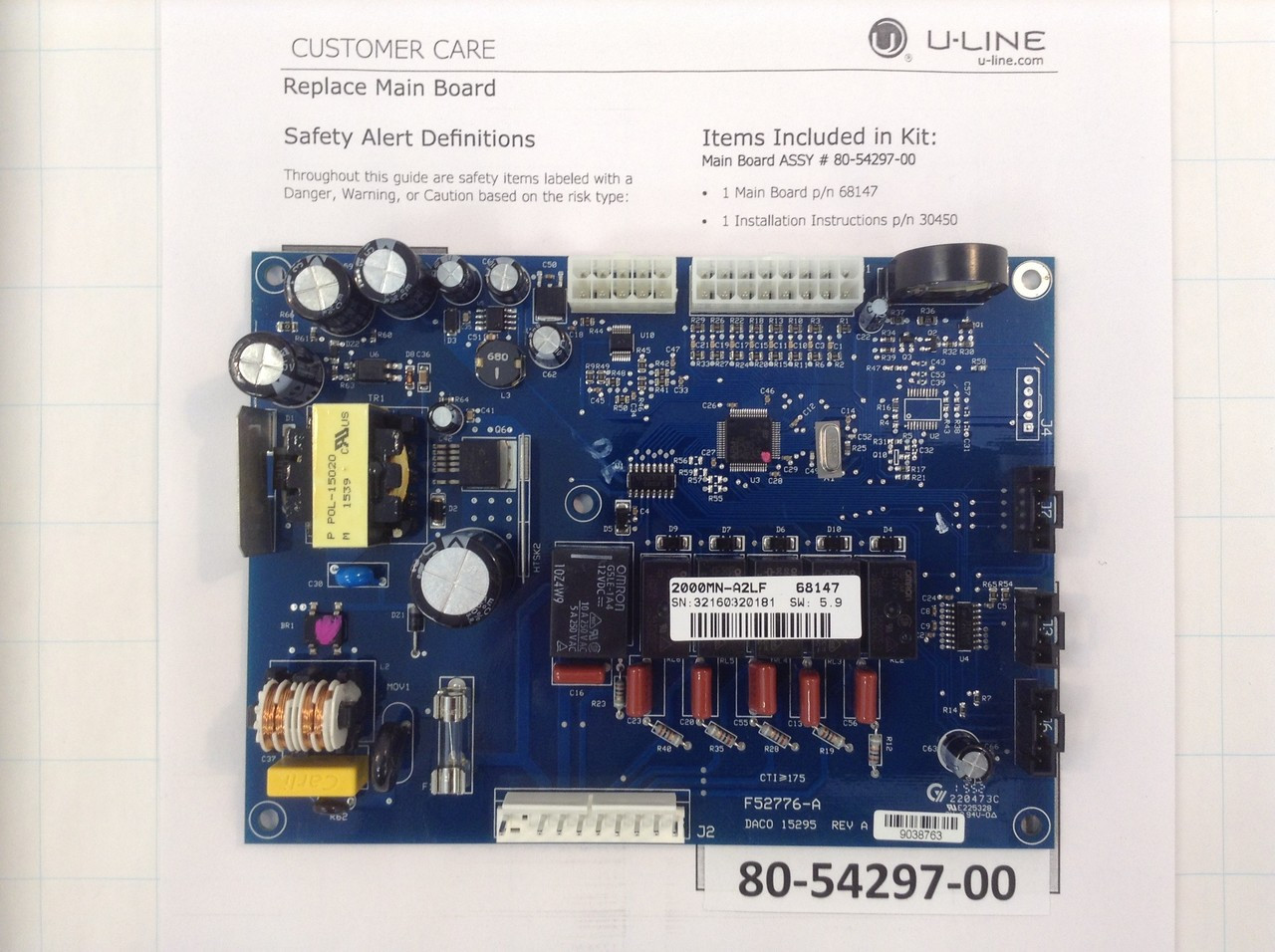 U-Line 80-54297-00 - Main Boardw/ Inst. Sheet