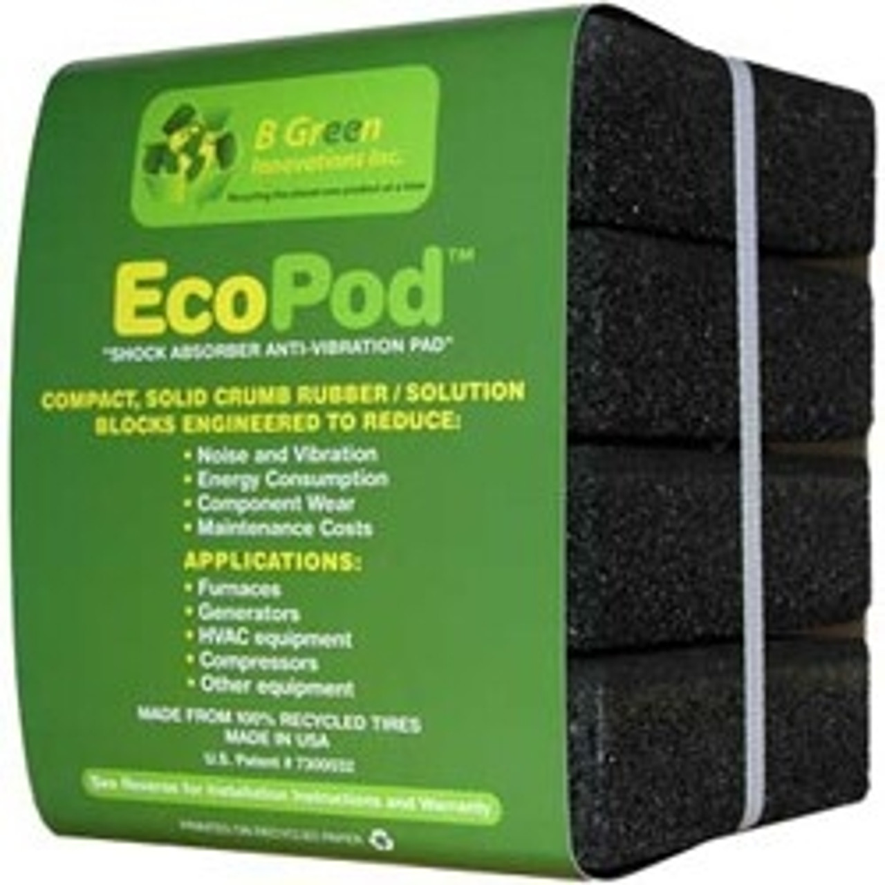B Green  EP1 - Recycled Rubber Heavy Duty Anti Vibration Pad ECOPAD/ECOPOD