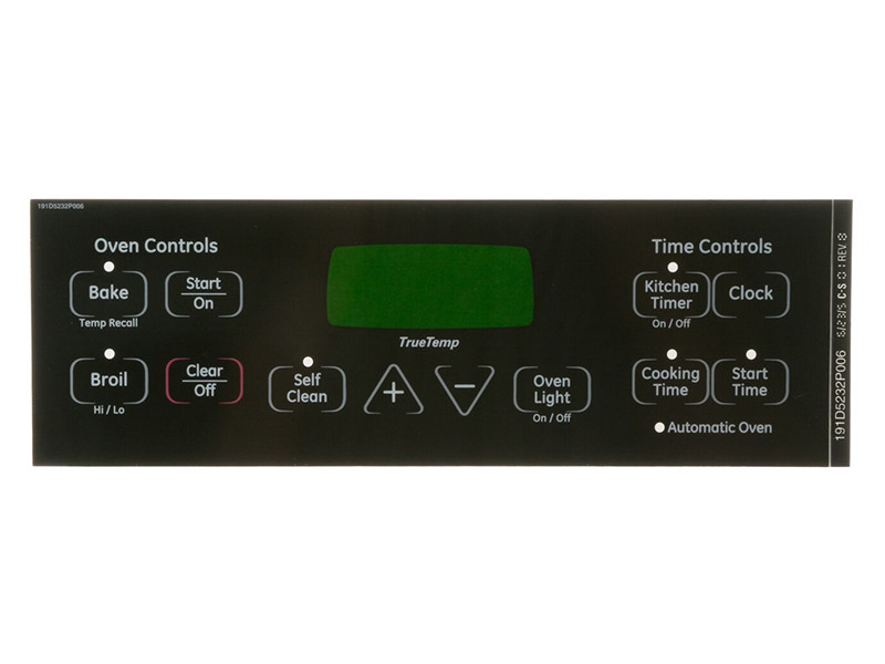 An image of a GE Appliances WB27T11005 FACEPLATE GRAPHICS (BK)