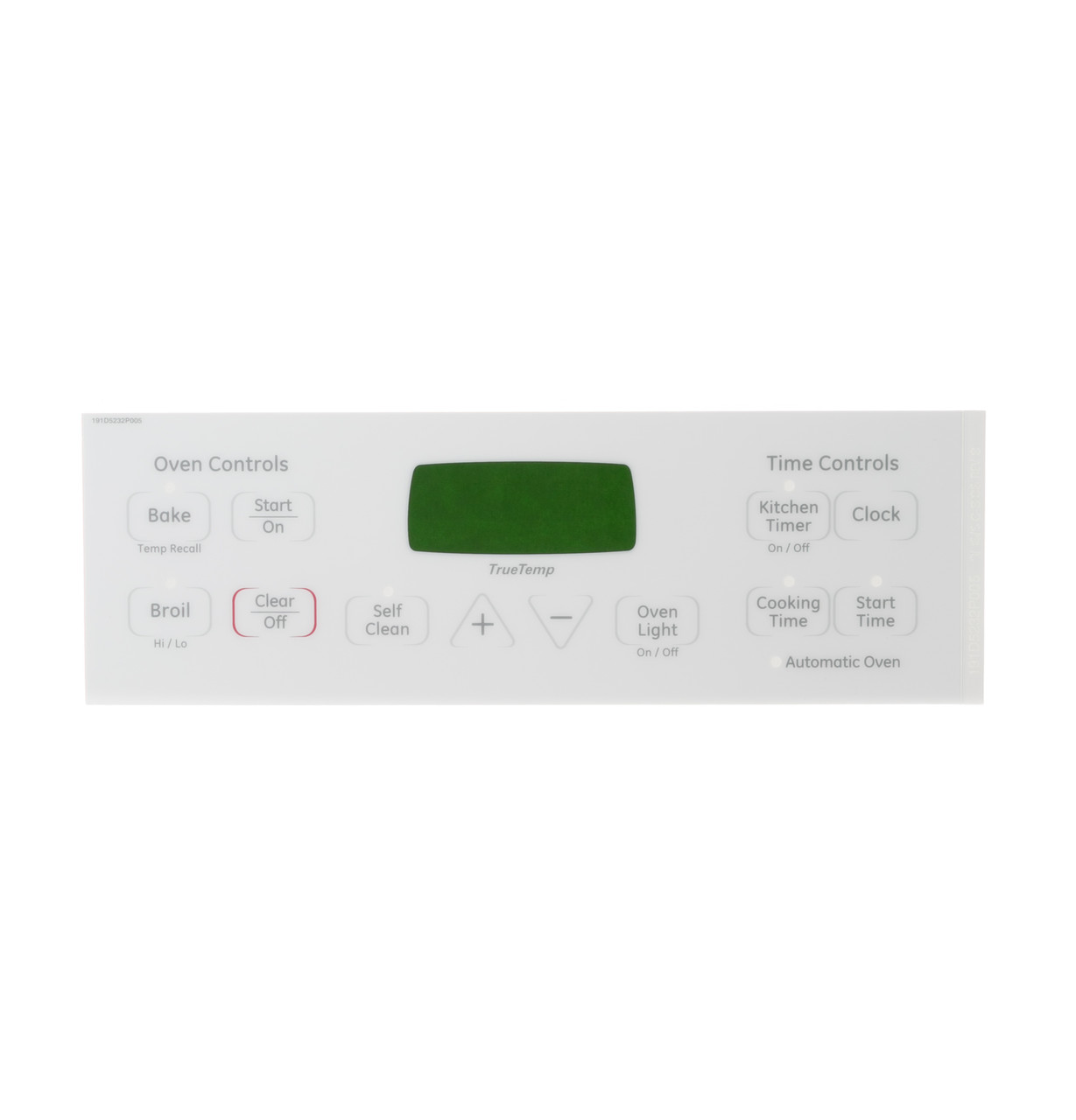An image of a GE Appliances WB27T11006 FACEPLATE GRAPHICS (WH)