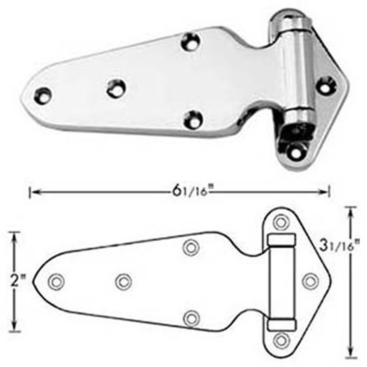 Hinge (1-1/8" Ofst, 6"L) - Replacement Part For Premco PR6H1-1/8