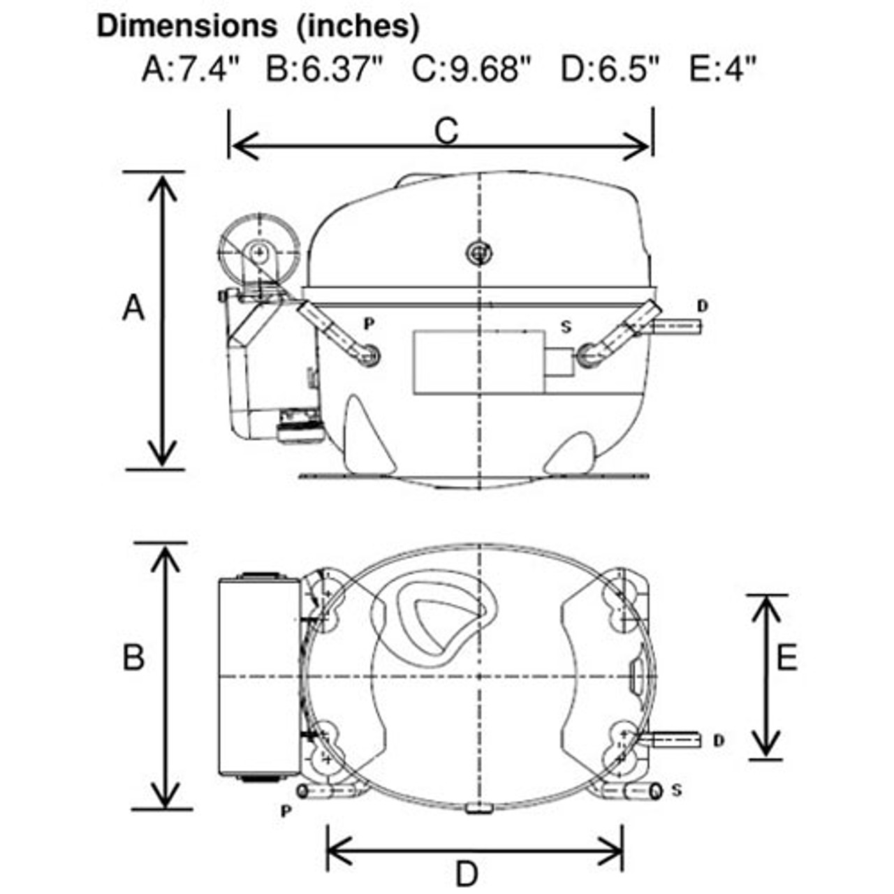 Fractional Hp Compressor 1/3+Hp, 115V Hermetic - Replacement Part For AllPoints 881890