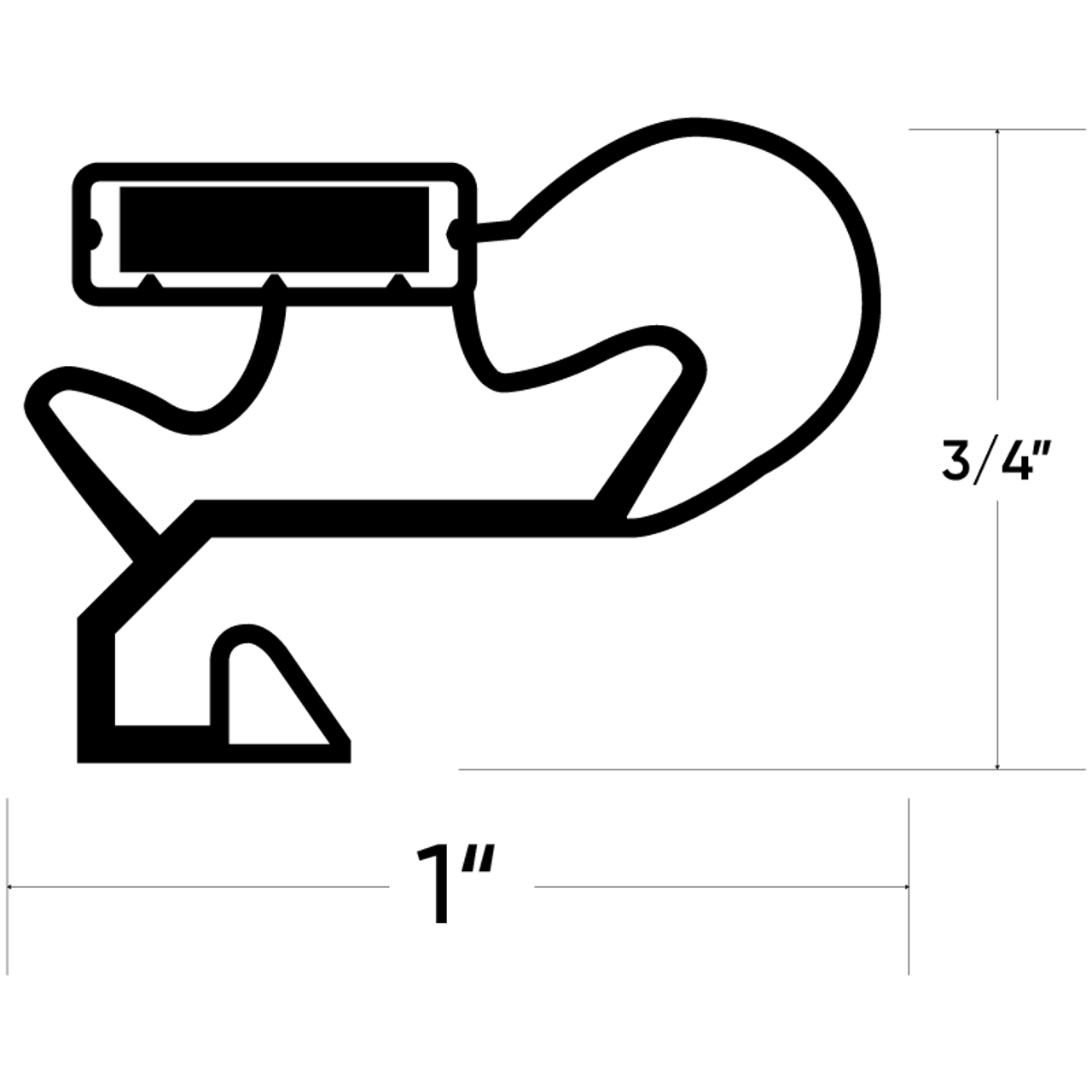 34" X 59" Fresh Food Door Gasket For Subzero 7010583 (SZO583, SZ0583, 7010583CM) - Gasket Profile