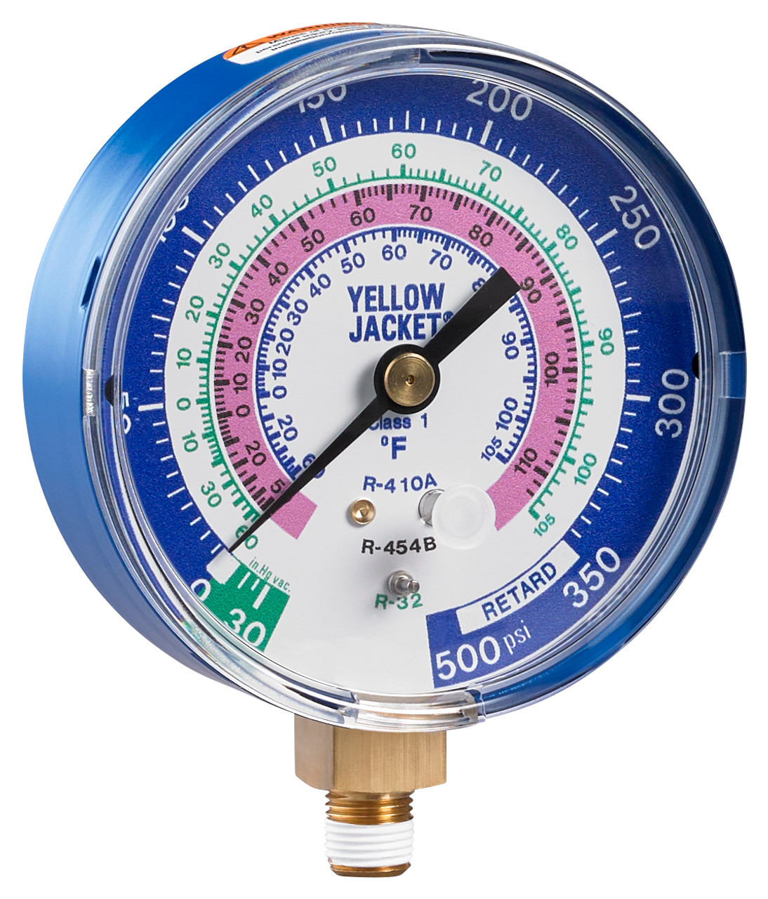 Yellow Jacket 49118 - A2L Manifold Gauge ?Çô BLUE, 3-1/8?Ç? (80mm), R-32/454B/410A PSI ??F  A2L COMPATIBLE