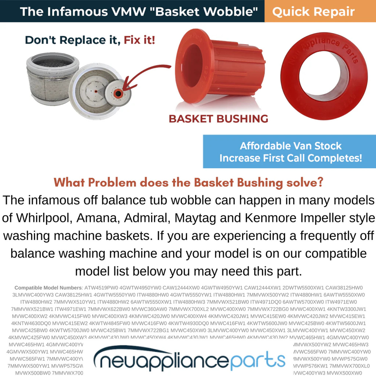 Washing Machine Basket Bushing - 52719 - Problem solver