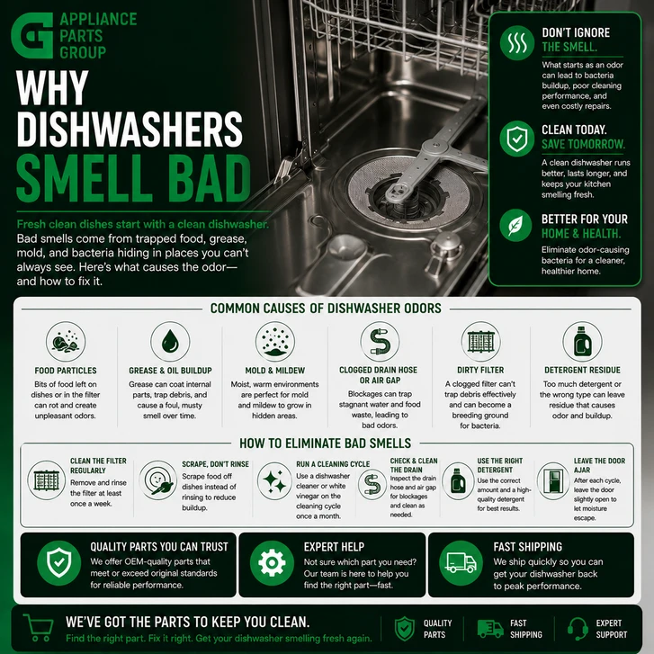 Why Dishwashers Smell Bad: Common Causes, Cleaning Tips, and Repairs