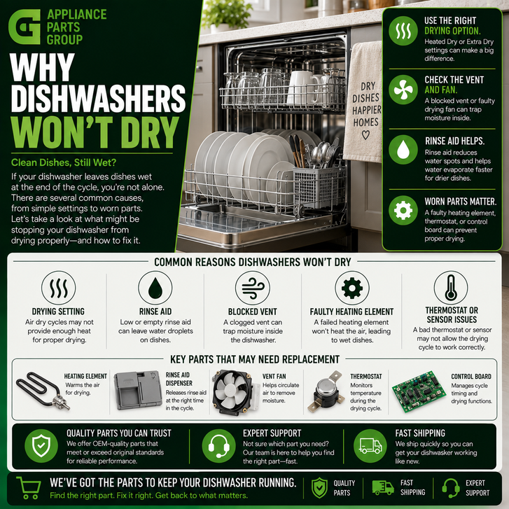 Why Dishwashers Won’t Dry: Common Causes and How to Fix Them