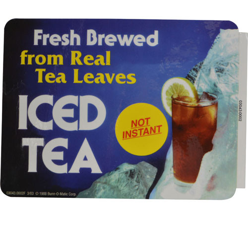 Bunn BU03043-0002 - Decal,Iced Tea (Fresh Brewed)