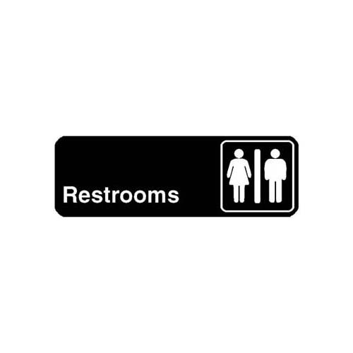 Traex 4517 - Sign,Rest Rooms , Black, 3X9"