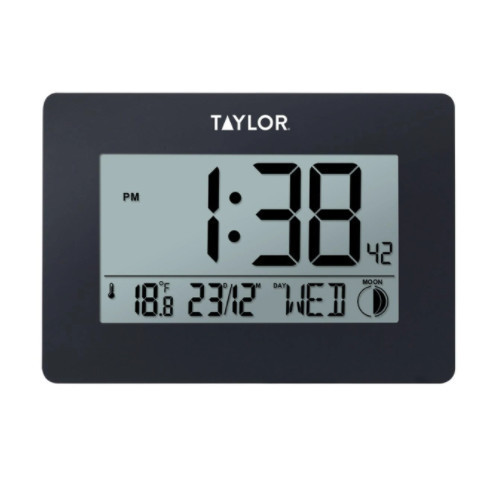 Taylor Thermometer 5265191 - Clock, Digital 14Â°F/140Â° W/ Thermometer And Date
