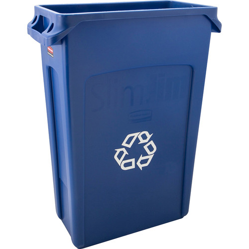Slim Jim Recycling Can 23 Gal Blue With Handles - Replacement Part For Rubbermaid FG354007BLUE