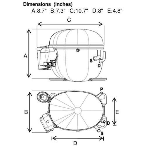 Fractional Hp Compressor 3/4Hp, 208/230V Hermetic - Replacement Part For AllPoints 881903